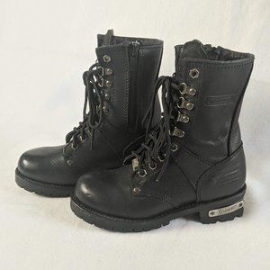 Xelement Black Leather Biker Moto Combat Boots